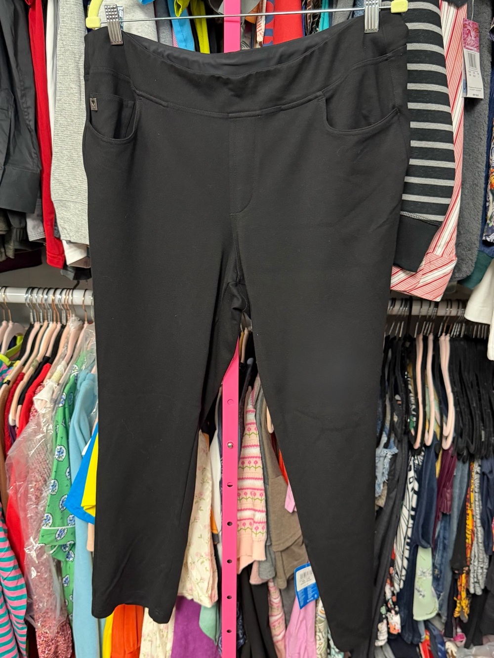 Belle Kim Gravel women’s plus size 18W pants control top waistband solid black